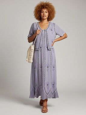 Vintage Boho Lavender Maxi Dress & Jacket
